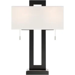 360 Lighting Neil Modern Rustic Table Lamp 26" High Black Metal With USB Charging Port White Rectangular Shade For Bedroom Living Room Bedside Desk 16 360 Lighting Neil Modern Rustic Table Lamp 26" High Black Metal With USB Charging Port White Rectangular Shade For Bedroom Living Room Bedside Desk -Home Decor Store GUEST 7684b29a 9dc3 44bb afdd 20a3328b68f1
