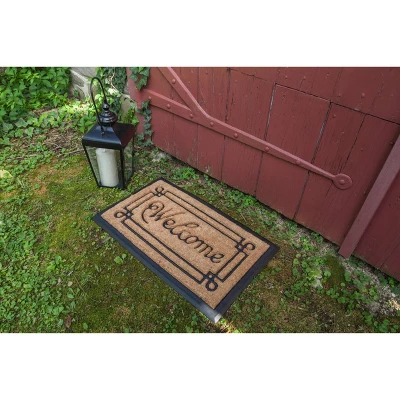 1'5" X 2'5" Cursive Welcome With Border Indoor/Outdoor Recycled Rubber And Coir Doormat Natural/Black - Entryways 4 1'5" X 2'5" Cursive Welcome With Border Indoor/Outdoor Recycled Rubber And Coir Doormat Natural/Black - Entryways - Image 2
