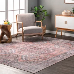 NuLOOM Maple Machine Washable Floral Medallion Area Rug