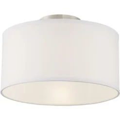 360 Lighting Adams Modern Ceiling Light Semi Flush Mount Fixtures 14" Wide Set Of 2 Brushed Nickel White Fabric Drum For Bedroom Kitchen Living Room 10 360 Lighting Adams Modern Ceiling Light Semi Flush Mount Fixtures 14" Wide Set Of 2 Brushed Nickel White Fabric Drum For Bedroom Kitchen Living Room -Home Decor Store GUEST 78005bf2 6da1 4f78 8f5f 5faea685cdee