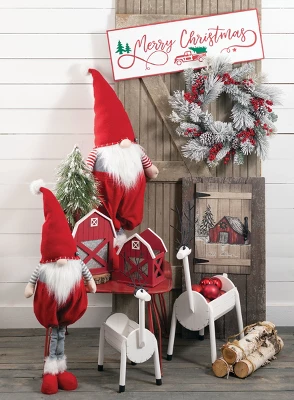 Sullivans Set Of 2 Oversized Standing Telescopic Gnome Figurines 44"H & 35"H Red 4 Sullivans Set Of 2 Oversized Standing Telescopic Gnome Figurines 44"H & 35"H Red - Image 2