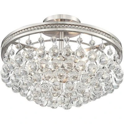 Vienna Full Spectrum Wohlfurst Modern Ceiling Light Semi Flush Mount Fixture 16" Wide Brushed Nickel 3-Light Clear Crystal For Bedroom Living Room 6 Vienna Full Spectrum Wohlfurst Modern Ceiling Light Semi Flush Mount Fixture 16" Wide Brushed Nickel 3-Light Clear Crystal For Bedroom Living Room - Image 4