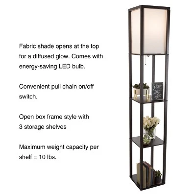 Hastings Home Floor Lamp – Etagere Style Standing Light With 3 Tiers Of Storage Shelving, Black 4 Hastings Home Floor Lamp – Etagere Style Standing Light With 3 Tiers Of Storage Shelving, Black - Image 2