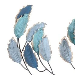 15" X 52" Metal Leaf Wall Decor With Gold Accent Blue - Olivia & May 27 15" X 52" Metal Leaf Wall Decor With Gold Accent Blue - Olivia & May -Home Decor Store GUEST 7a53567f d916 4a7f a084 560073f79066