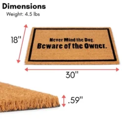BirdRock Home Beware Of Owner Coir Front Door & Entry Doormat - 18" X 30"