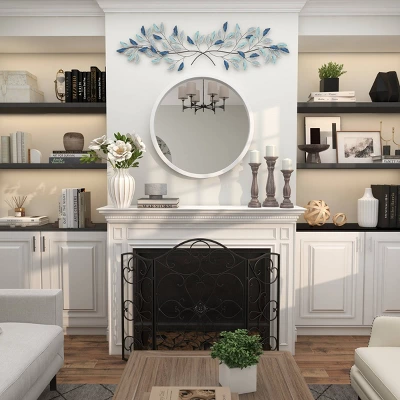 15" X 52" Metal Leaf Wall Decor With Gold Accent Blue - Olivia & May 8 15" X 52" Metal Leaf Wall Decor With Gold Accent Blue - Olivia & May - Image 6