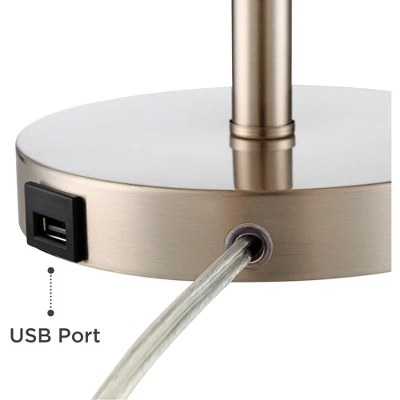 360 Lighting Heyburn Modern Accent Table Lamps 20" High Set Of 2 Brushed Nickel With USB And AC Power Outlet In Base White Cylinder Shade For Desk 8 360 Lighting Heyburn Modern Accent Table Lamps 20" High Set Of 2 Brushed Nickel With USB And AC Power Outlet In Base White Cylinder Shade For Desk - Image 6