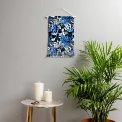 Marta Barragan Camarasa Indigo Floral Wall Hanging Portrait Blue - Deny Designs