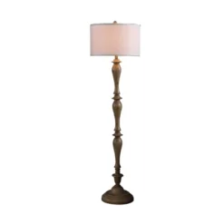 61.5" Coastal Wood Effect Polyresin Floor Lamp - Ore International