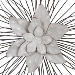 Set Of 3 Collection Of Floral Blooms Metal Wall Sculpture With Open Wire Petals White/Brown/Black - StyleCrfat 11 Set Of 3 Collection Of Floral Blooms Metal Wall Sculpture With Open Wire Petals White/Brown/Black - StyleCrfat -Home Decor Store GUEST 7c0b620f f435 46c2 ac93 69010bfd6529
