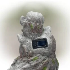 15" Solar Owls LED Light Magnesium Oxide Statue Brown - Alpine Corporation -Home Decor Store GUEST 7c675d55 f06b 4d6f 995a 7e7f14a66f67