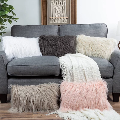 12"x20" Oversize Curled Shag Faux Fur Lumbar Throw Pillow - Hastings Home 6 12"x20" Oversize Curled Shag Faux Fur Lumbar Throw Pillow - Hastings Home - Image 4