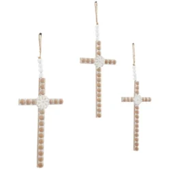 Set Of 3 Wood Biblical Carved Beaded Crosses Wall Decors With Rope Hanger Light Brown - Olivia & May -Home Decor Store GUEST 7d9f955e 10ad 49c4 8eac 8cedbaa0ecda