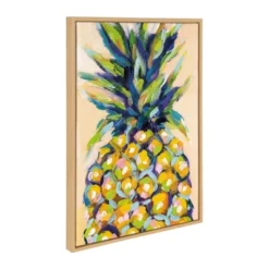 23" X 33" Sylvie Pineapple Study No 2 Framed Canvas Wall Art By Rachel Christopoulous Natural - Kate And Laurel