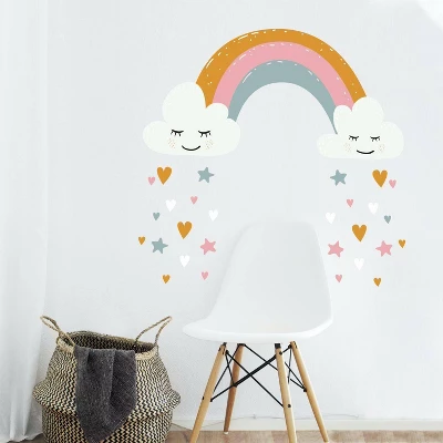 Rainbow/Hearts Peel And Stick Giant Wall Decal - RoomMates 3 Rainbow/Hearts Peel And Stick Giant Wall Decal - RoomMates