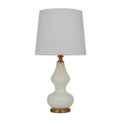 29" X 15" Modern Glass Table Lamp White - Olivia & May