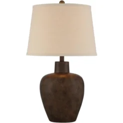 Regency Hill Glenn Rustic Farmhouse Table Lamps 27" Tall Set Of 2 Dark Terra Cotta Tapered Fabric Drum For Bedroom Living Room Bedside Nightstand Home 14 Regency Hill Glenn Rustic Farmhouse Table Lamps 27" Tall Set Of 2 Dark Terra Cotta Tapered Fabric Drum For Bedroom Living Room Bedside Nightstand Home -Home Decor Store GUEST 81a502d1 c7c4 40f7 a70a 4da5d9703ee0