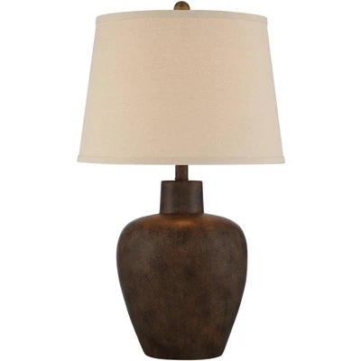 Regency Hill Glenn Rustic Farmhouse Table Lamps 27" Tall Set Of 2 Dark Terra Cotta Tapered Fabric Drum For Bedroom Living Room Bedside Nightstand Home 8 Regency Hill Glenn Rustic Farmhouse Table Lamps 27" Tall Set Of 2 Dark Terra Cotta Tapered Fabric Drum For Bedroom Living Room Bedside Nightstand Home - Image 6