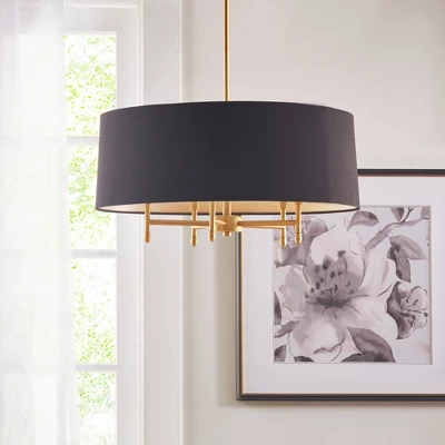Presidio 5-Light Black Drum Shade Chandelier Gold/Black - Hampton Hill 3 Presidio 5-Light Black Drum Shade Chandelier Gold/Black - Hampton Hill