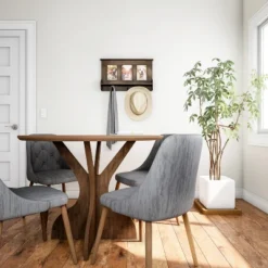 Wall Shelf And Picture Collage With Ledge And 3 Hanging Hooks- Photo Frame Decor Shelving With Rustic Wood Look, Holds 4x6 Pictures By Hastings Home -Home Decor Store GUEST 83342026 544f 402c ba26 f00cad0cc6b6