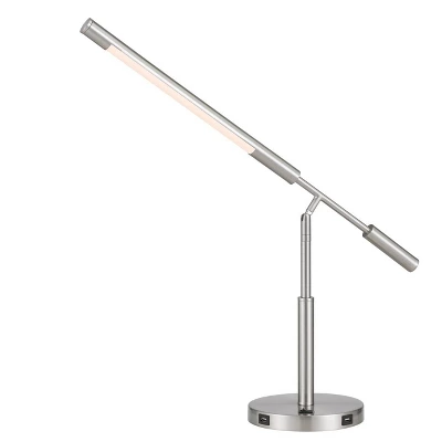 27" Integrated Metal Desk Lamp With USB Ports (Includes LED Light Bulb) Brushed Steel - Cal Lighting 3 27" Integrated Metal Desk Lamp With USB Ports (Includes LED Light Bulb) Brushed Steel - Cal Lighting