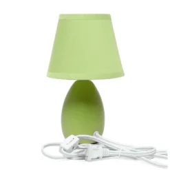 9.45" Petite Ceramic Oblong Bedside Table Desk Lamp With Matching Tapered Drum Shade Green - Creekwood Home -Home Decor Store GUEST 855e2c9e 07e6 4555 86b6 2db4355366e2