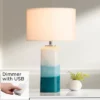Possini Euro Design Modern Table Lamp With USB Charging Port And Nightlight LED 25" High Blue Art Glass White Shade For Bedroom Desk (Color May Vary) -Home Decor Store GUEST 85765ccb daac 4255 8494 760ad77fd2c0