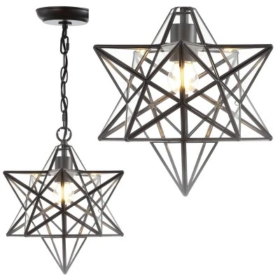 12" Stella Moravian Star Metal/Clear Glass LED Pendant - Jonathan Y 7 12" Stella Moravian Star Metal/Clear Glass LED Pendant - Jonathan Y - Image 5