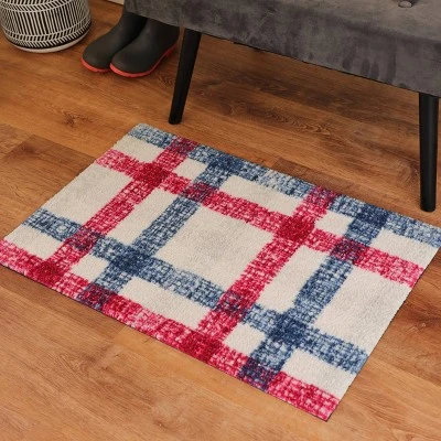 2'x3' ColorStar Sketch Plaid Door Mat White - Bungalow Flooring 3 2'x3' ColorStar Sketch Plaid Door Mat White - Bungalow Flooring