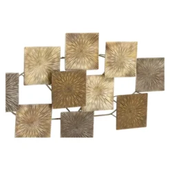 Metal Sunburst Carved Wall Decor Gold - Olivia & May
