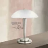 360 Lighting Deco Modern Accent Table Lamp 17" High Brushed Steel Touch On Off White Glass Dome Shade For Bedroom Bedside Nightstand Office Family -Home Decor Store GUEST 8bad7340 05b0 44d3 b000 ae489f25a053