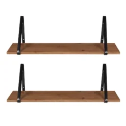 27" X 8.3" 2pc Solomon Wooden Shelf Set Brown/Black - Kate & Laurel All Things Home -Home Decor Store GUEST 8bd397f3 9d26 4617 8cdc 1a880b49f251