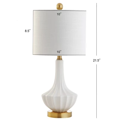 21.5" Ceramic Parker Mini Table Lamp (Includes LED Light Bulb) White - JONATHAN Y 5 21.5" Ceramic Parker Mini Table Lamp (Includes LED Light Bulb) White - JONATHAN Y - Image 3