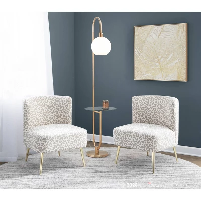 Trombone Contemporary/Glam Floor Lamp With Metal And Glass Shelf Gold (Includes LED Light Bulb) - LumiSource 13 Trombone Contemporary/Glam Floor Lamp With Metal And Glass Shelf Gold (Includes LED Light Bulb) - LumiSource - Image 11