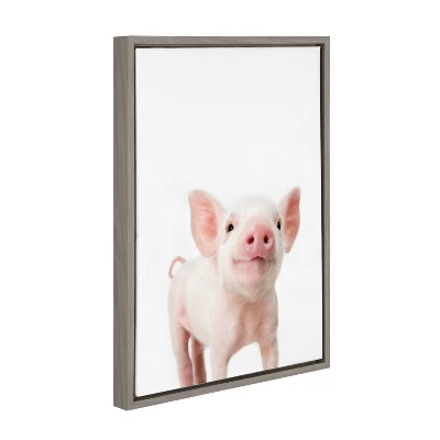 18" X 24" Sylvie Young Pig Framed Canvas Wall Art By Amy Peterson Gray - Kate And Laurel 3 18" X 24" Sylvie Young Pig Framed Canvas Wall Art By Amy Peterson Gray - Kate And Laurel