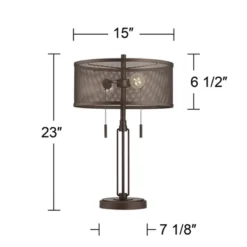 Franklin Iron Works Dayn Industrial Accent Table Lamps Set Of 2 23" High Bronze Metal LED Mesh Shade For Bedroom Living Room Bedside Nightstand Office 14 Franklin Iron Works Dayn Industrial Accent Table Lamps Set Of 2 23" High Bronze Metal LED Mesh Shade For Bedroom Living Room Bedside Nightstand Office -Home Decor Store GUEST 93220b39 0afb 47f5 8735 5e825ce50ef6