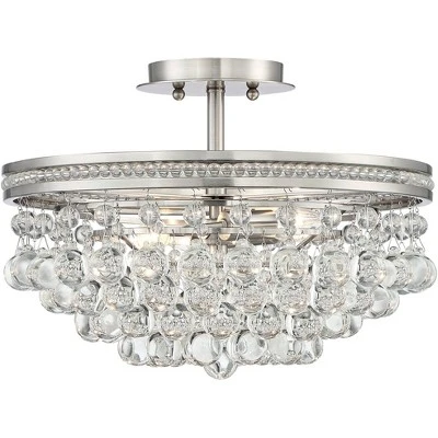 Vienna Full Spectrum Wohlfurst Modern Ceiling Light Semi Flush Mount Fixture 16" Wide Brushed Nickel 3-Light Clear Crystal For Bedroom Living Room 5 Vienna Full Spectrum Wohlfurst Modern Ceiling Light Semi Flush Mount Fixture 16" Wide Brushed Nickel 3-Light Clear Crystal For Bedroom Living Room - Image 3