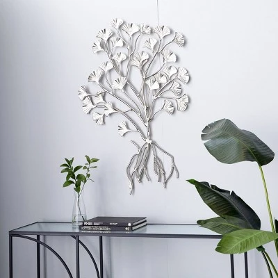 Aluminum Floral Wall Decor Silver - Olivia & May 3 Aluminum Floral Wall Decor Silver - Olivia & May
