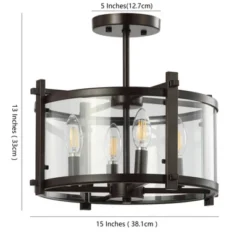 15" Iron And Glass Hampdon Modern Drum LED Flush Mount Black - Jonathan Y -Home Decor Store GUEST 96804e5f 7525 40f5 aaa4 0f0f45a514e5