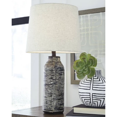 Set Of 2 Mahima Paper Table Lamps Black/White - Signature Design By Ashley 3 Set Of 2 Mahima Paper Table Lamps Black/White - Signature Design By Ashley