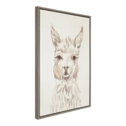 23" X 33" Sylvie Watercolor Alpaca Framed Canvas Wall Art By Patricia Shaw Gray - Kate And Laurel