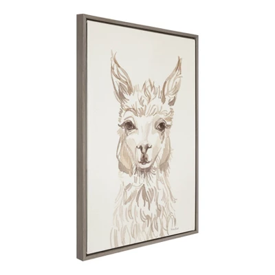 23" X 33" Sylvie Watercolor Alpaca Framed Canvas Wall Art By Patricia Shaw Gray - Kate And Laurel 3 23" X 33" Sylvie Watercolor Alpaca Framed Canvas Wall Art By Patricia Shaw Gray - Kate And Laurel