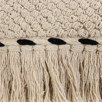 Hand Woven Geo Pattern Wall Art Black Cotton & Wood Dowel By Foreside Home & Garden 5 Hand Woven Geo Pattern Wall Art Black Cotton & Wood Dowel By Foreside Home & Garden - Image 3