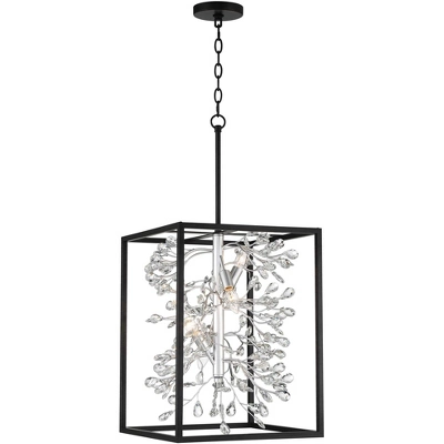 Possini Euro Design Black Silver Pendant Chandelier 15 1/4" Wide Modern Clear Crystal Flower Vine 4-Light Fixture For Dining Room House 7 Possini Euro Design Black Silver Pendant Chandelier 15 1/4" Wide Modern Clear Crystal Flower Vine 4-Light Fixture For Dining Room House - Image 5