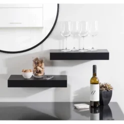 2pc 18" Havlock Wood Shelf Set Black - Kate & Laurel All Things Decor -Home Decor Store GUEST 9a21785e d125 4d46 b716 1f907beca330