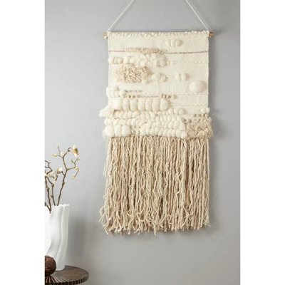 Saro Lifestyle Saro Lifestyle Textured Wall Hanging With Woven Design, Ivory, 24"x48" 4 Saro Lifestyle Saro Lifestyle Textured Wall Hanging With Woven Design, Ivory, 24"x48" - Image 2
