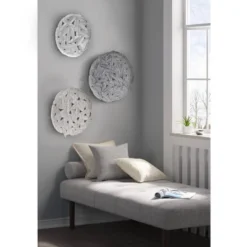 3pc Round Jax Feather Painted Iron Wall Decor Panel Set Gray - Madison Park 23 3pc Round Jax Feather Painted Iron Wall Decor Panel Set Gray - Madison Park -Home Decor Store GUEST 9b619d65 8db0 4f95 a445 4ed0ed97e21b