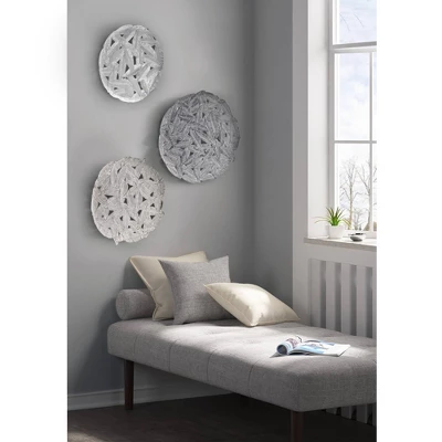 3pc Round Jax Feather Painted Iron Wall Decor Panel Set Gray - Madison Park 13 3pc Round Jax Feather Painted Iron Wall Decor Panel Set Gray - Madison Park - Image 11