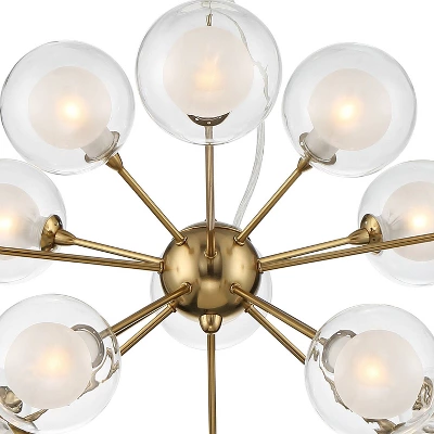 Possini Euro Design Spheres Antique Brass Chandelier 30" Wide Mid Century Modern Sputnik Glass Shade 15-Light Fixture For Dining Room Kitchen Island 4 Possini Euro Design Spheres Antique Brass Chandelier 30" Wide Mid Century Modern Sputnik Glass Shade 15-Light Fixture For Dining Room Kitchen Island - Image 2