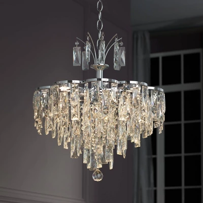 Vienna Full Spectrum Villette Chrome Chandelier 27 1/2" Wide Modern Cascade Crystal 6-Light LED Fixture For Dining Room Foyer Kitchen Island Entryway 9 Vienna Full Spectrum Villette Chrome Chandelier 27 1/2" Wide Modern Cascade Crystal 6-Light LED Fixture For Dining Room Foyer Kitchen Island Entryway - Image 7